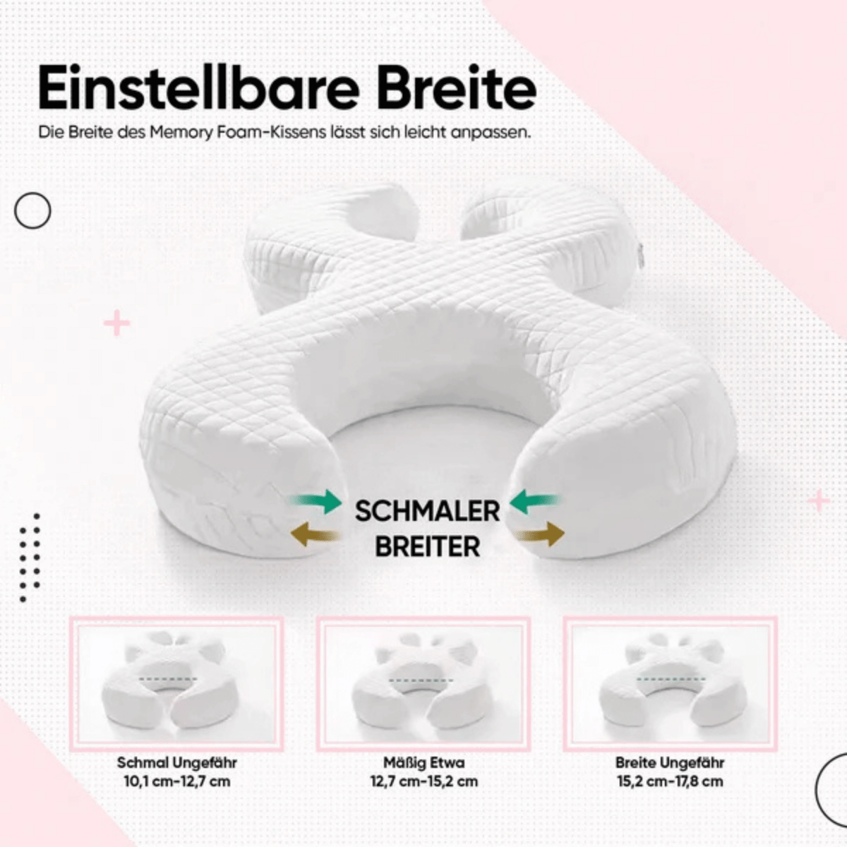 Anti-Aging Schlafkissen mit einstellbarer Breite für optimalen Komfort und gesunden Schlaf.